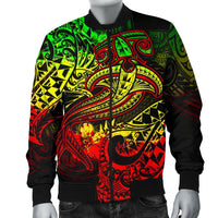 Polynesian Men's Bomber Jacket - Reggae Shark Polynesian Tattoo - Polynesian Pride