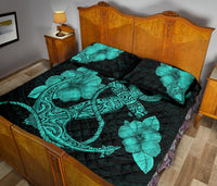 Anchor Poly Tribal Quilt Bed Set Turquoise - Polynesian Pride