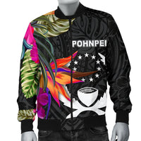 Pohnpei Men's Bomber Jacket - Polynesian Hibiscus Pattern - Polynesian Pride