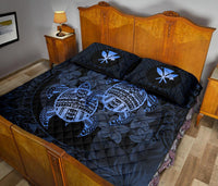Hawaii Quilt Bed Set - Turtle Strong Pattern Hibiscus Plumeria Blue AH - Polynesian Pride
