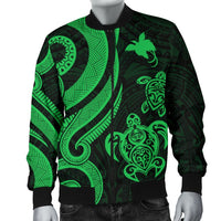 Papua New Guinea Men's Bomber Jacket - Green Tentacle Turtle - Polynesian Pride
