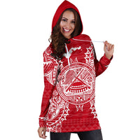 American Samoa Polynesian Hoodie Dress Map Red White - Polynesian Pride