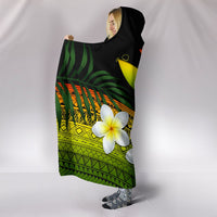 Kanaka Maoli (Hawaiian) Hooded Blanket, Polynesian Plumeria Banana Leaves Reggae - Polynesian Pride