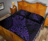 Polynesian Quilt Bed Set - Polynesian Purple Shark Warrior Tattoo - Polynesian Pride