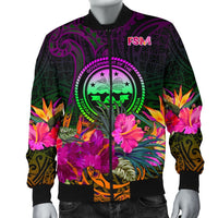 Federated States of Micronesia Men's Bomber Jacket - Summer Hibiscus - Polynesian Pride