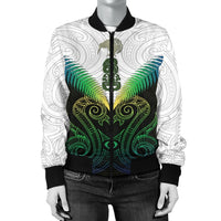 Maori Manaia New Zealand Women Bomber Jacket Rasta - Polynesian Pride
