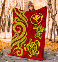 Polynesian Hawaii (Kanaka Maoli) Premium Blanket - Red Tentacle Turtle - Polynesian Pride