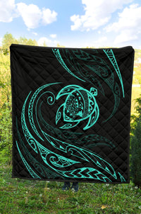 Hawaii Turtle Premium Quilt - Turquoise - Frida Style - Polynesian Pride