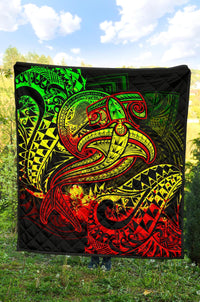 American Samoa Premium Quilt - Reggae Shark Polynesian Tattoo - Polynesian Pride