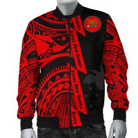 Polynesian Guinea Men's Bomber Jacket - Moana Maui Tattoo With Coat Of Arm Guinea Red Red - Polynesian Pride