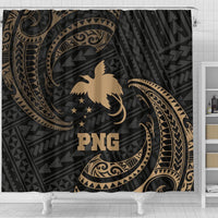 Papua New Guinea Polynesian Shower Curtain - Gold Tribal Wave - Polynesian Pride