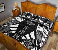Federated States of Micronesia Quilt Bed Set - Federated States of Micronesia Seal Polynesian White Tattoo Style - Polynesian Pride