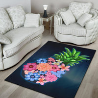 Pineapple Hibiscus Pattern Area Rug AH - Polynesian Pride