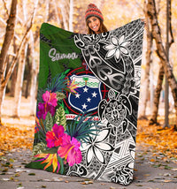 Samoa Premium Blanket - Turtle Plumeria Banana Leaf - Polynesian Pride