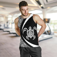 Hawaii Turtle White Polynesian Men's Tank Top - Circle Style - Polynesian Pride