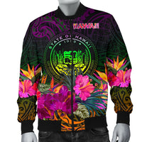 Polynesian Hawaii Men's Bomber Jacket - Summer Hibiscus - Polynesian Pride