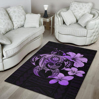 Hibiscus Plumeria Mix Polynesian Turtle Area Rug AH - Polynesian Pride