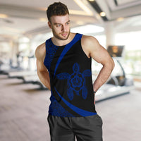 Hawaii Turtle Polynesian Men's Tank Top - Circle Style - Blue AH - Polynesian Pride