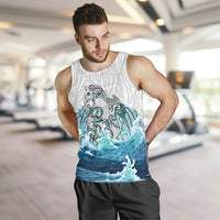 Maori Manaia The Blue Sea Men'S Tank Top, White - Polynesian Pride