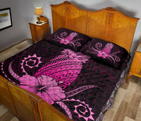 Hawaii Polynesian Pineapple Hibiscus Quilt Bed Set - Zela Style Pink - Polynesian Pride