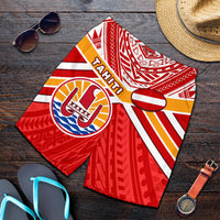 Tahiti Rugby Men Shorts Polynesian Coat Of Arms and Flag - Polynesian Pride