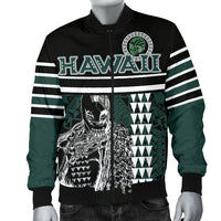 Personalised - Hawaii Kakau Polynesian Warrior Football Men's Bomber Jacket - Rainbow Style - Polynesian Pride