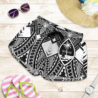 Guam Polynesian Women's Shorts - Guam White Seal with Polynesian Tattoo Ver 01 Women White - Polynesian Pride