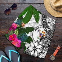 Niue Men's Short White - Turtle Plumeria Banana Leaf - Polynesian Pride