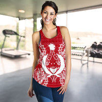 Pohnpei Polynesian Women Tank Top Map Red White - Polynesian Pride
