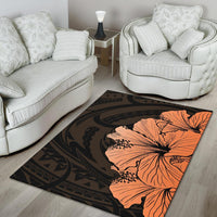 Royal Hibiscus Polynesian Tribal Area Rug Orange AH - Polynesian Pride