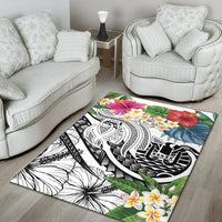 Tahiti Polynesian Area Rug - Summer Plumeria (White) - Polynesian Pride