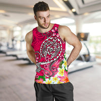 Polynesian Men's Tank Top - Turtle Plumeria Pink Color - Polynesian Pride
