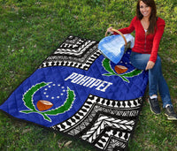 Pohnpei Premium Quilt - Pohnpei Flag Micronesian Pattern - Polynesian Pride