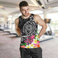 American Samoa Polynesian Men's Tank Top - Turtle Plumeria (Black) - Polynesian Pride