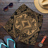 Polynesian Plumeria Mix Gold Black Men's Short - Polynesian Pride
