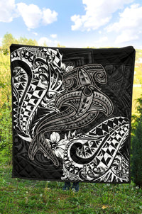 Polynesian Premium Quilt - White Shark Polynesian Tattoo - Polynesian Pride