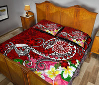 Tahiti Custom Personalised Quilt Bed Set - Turtle Plumeria (Red) - Polynesian Pride