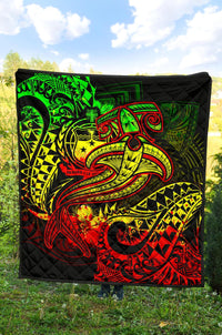 Samoa Premium Quilt - Reggae Shark Polynesian Tattoo - Polynesian Pride