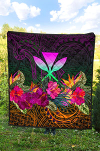Polynesian Hawaii Kanaka Maoli Premium Quilt - Summer Hibiscus - Polynesian Pride
