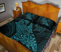 Polynesian Quilt Bed Set - Polynesian Blue Shark Warrior Tattoo - Polynesian Pride