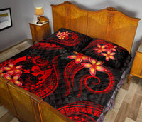 Tonga Polynesian Quilt Bed Set - Red Plumeria - Polynesian Pride