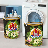 French Polynesia Tahiti Laundry Basket - Tahiti Of Seal Tropical Flowers Style - Polynesian Pride