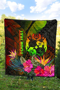 Tonga Polynesian Personalised Premium Quilt - Hibiscus and Banana Leaves - Polynesian Pride