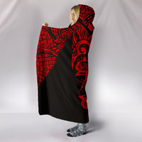Hawaii Turtle Polynesian Hooded Blanket - Red - Armor Style - Polynesian Pride
