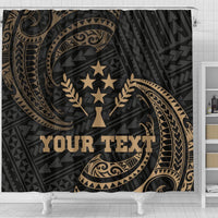 Kosrae Micronesia Custom Personalised Shower Curtain - Gold Tribal Wave - Polynesian Pride