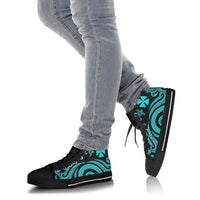 Wallis and Futuna High Top Canvas Shoes - Turquoise Tentacle Turtle - Polynesian Pride