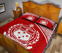 Samoa Quilt Bed Set - Samoa Coat Of Arms Red Curve Version - Polynesian Pride