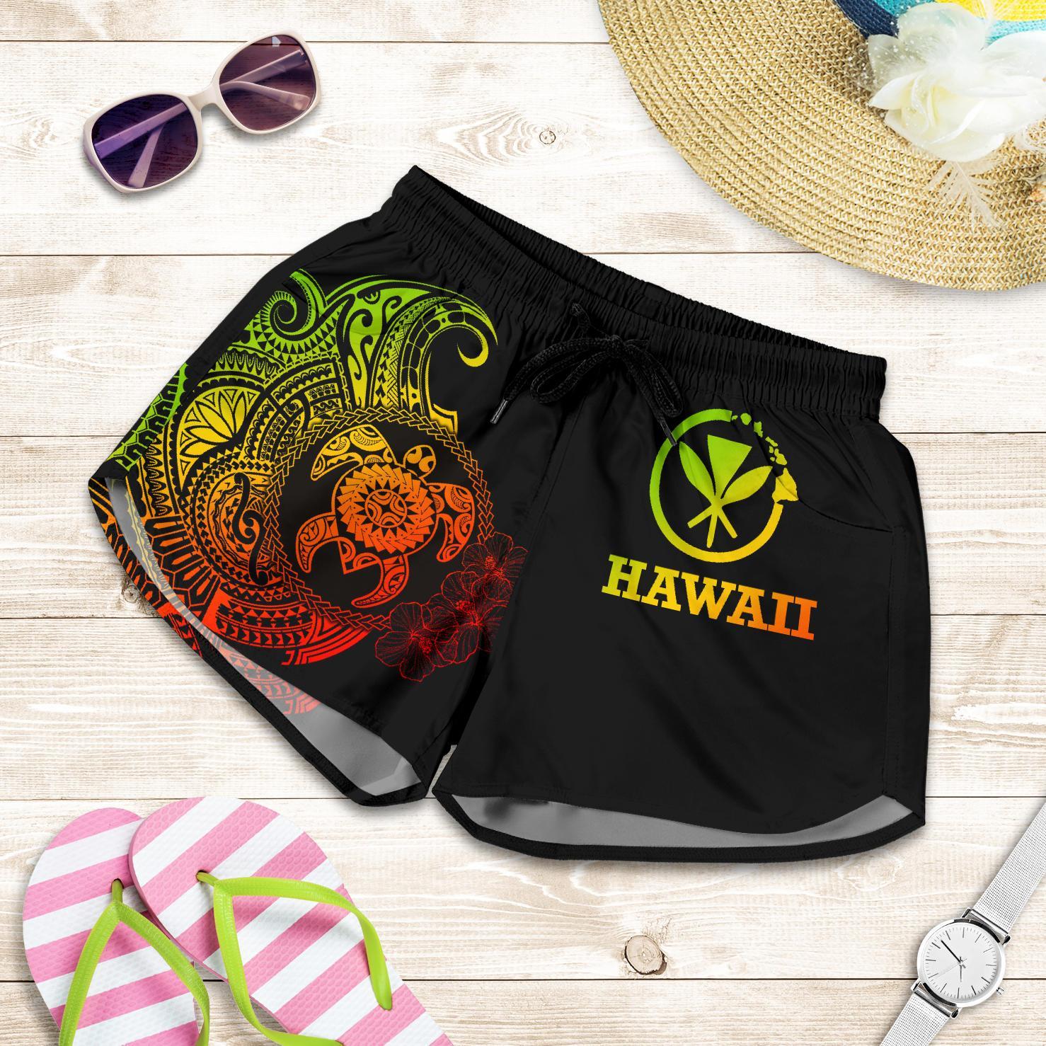 Hawaii Polynesian Women's Shorts - Vintage Polynesian Turtle (Reggae)) Women Reggae - Polynesian Pride