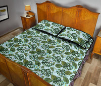 Tropical Flowers Monstera Leaf Quilt Bed Set - Polynesian Pride