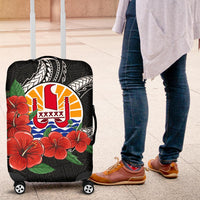 Tahiti Polynesian Luggage Covers - Hibiscus Coat of Arm Black - Polynesian Pride